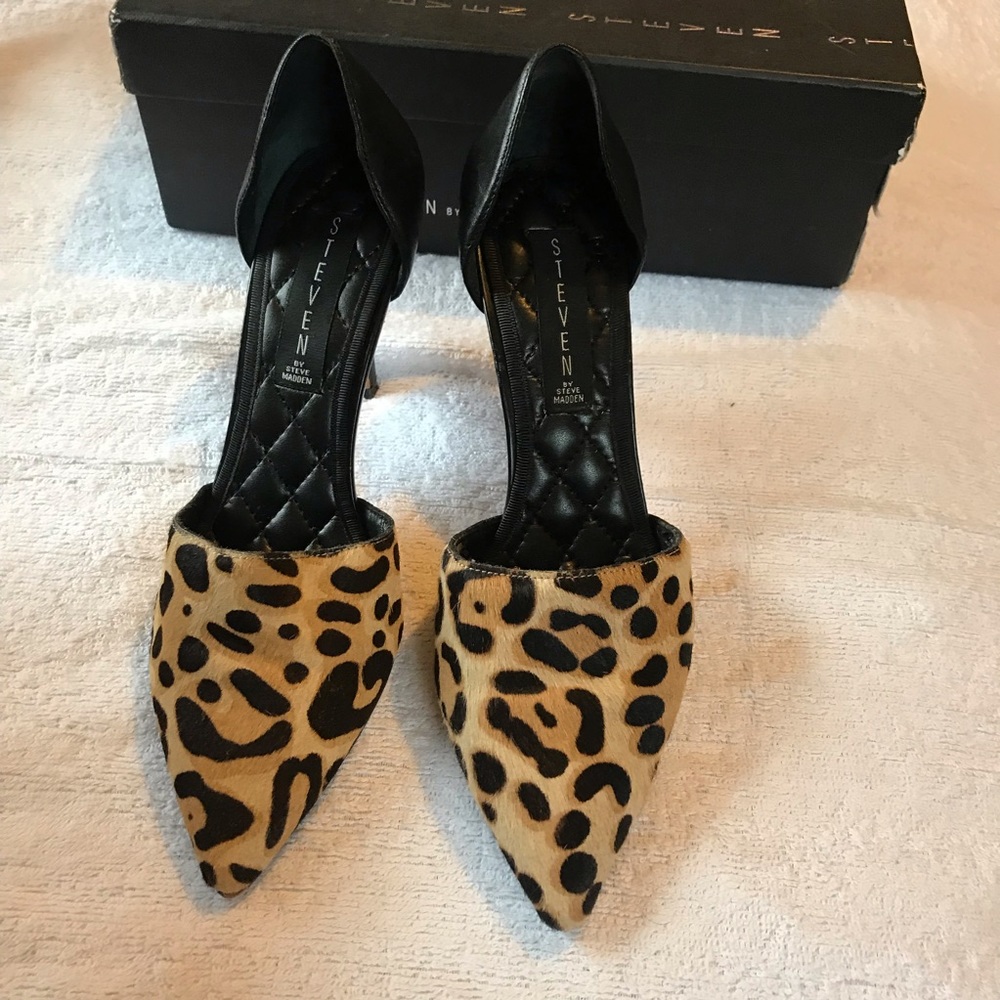 SOLD Steven Madden Vadah Real Fur Leather heels - Picture 4 of 8